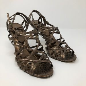 Nine West Strappy High Heel Pumps Bronze Metallic